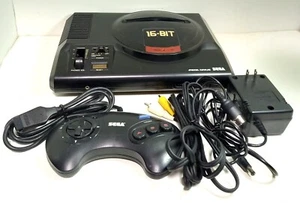 SEGA Sega Mega Drive MD HAA-2510 Black Color W/AC adapter Controller Tested Work - Picture 1 of 10