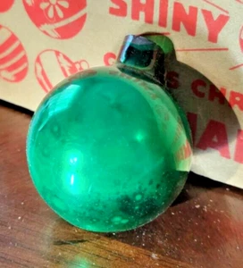 Vintage Christmas Ornament Small Green Glass Ball Needs Topper - Picture 1 of 4