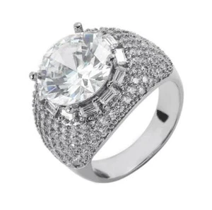 Flooded Iced Bling Anello, Hip Hop Uomo Gioielli in Ottone A9264 - Foto 1 di 7