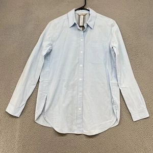 Athleta Top Womens XS Marinwood Button Down Long Sleeve Stripe Back Office Blue - Picture 1 of 12