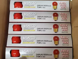 **25PK** Satco S3611 Red Mini Globe Bulbs, 7.5W, 120V, for Displays/Signs - Picture 1 of 3
