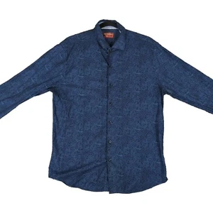 Camisa de manga larga con botones Consequence para hombre azul marino tonal ciudad cachemira grande - Imagen 1 de 6
