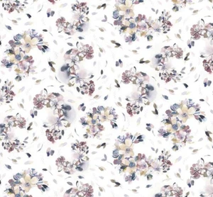 Meadow At Dusk White Swirling Flowers 100% Cotton Fabric 5534 by the half yard - Picture 1 of 5