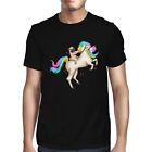 1Tee Mens Pug Riding Unicorn T-Shirt