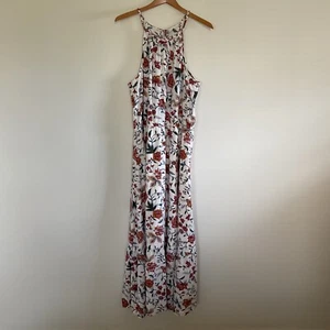 Old Navy taillendefiniertes geflochtenes Träger weiß Blumen Stufen Maxi Sommerkleid XL Boho - Bild 1 von 16