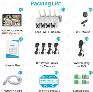 Wireless Security CCTV System, 4xPTZ Kameras, 10,1" Monitor (2TB)  - Bild 1 von 16