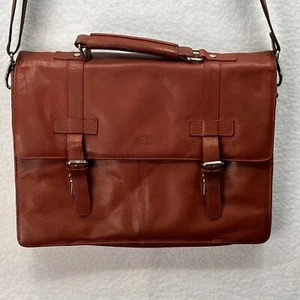 Mancini Brown Leather Messenger Bag for Laptop/Tablet Handle & Strap - Photo 1/17