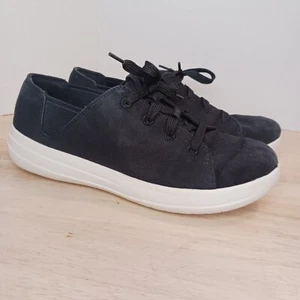 FITFLOP Women’s Lace Up Low Top Canvas Trainers Sneakers Black White Size 7 - Picture 1 of 18