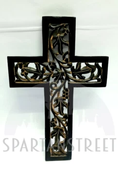 Handmade Cross, Wood Wall Hanging Wooden Cross, Wall Christian Cross - Image 1 of 4