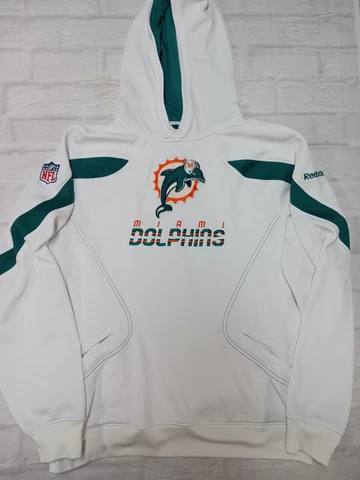 Reebok NFL Miami Dolphins Hoodie Sweater in White Size Small Cover
