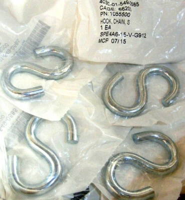 6 Titan super-duty S-Hooks, 2-1/4", 7mm diameter steel, for breakaway chains - Image 1 of 4