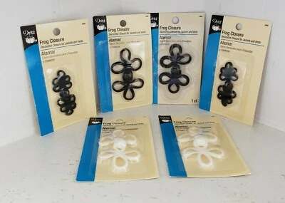 Dritz лягушка застежки лот из 6 черный белый декоративная куртка шитья аксессуар новый - Изображение 1 из 4