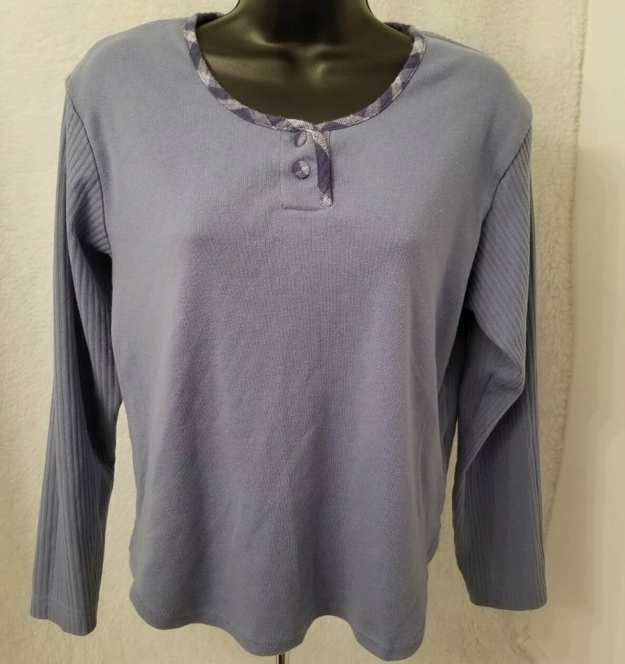 Kathy Ireland Womens Shirt Top Blouse Size M Medium Blue Plaid - Image 1 of 4