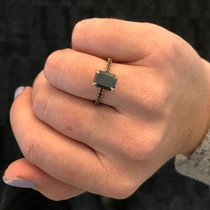 2Ct Emerald Cut Lab-Created Diamond Women Anniversary Ring 14k Rose Gold Plated - Picture 1 of 2