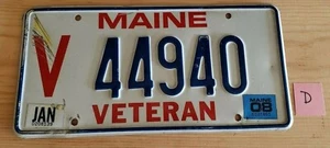 Maine Veteran Nummernschild Retired Design "V 44940" Sammler Dekor D - Bild 1 von 2