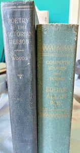 2 Vintage HC BOOK Poetry VICTORIAN PERIOD & COMPLETE POEMS STORIES Poe 1st Edits - Bild 1 von 6