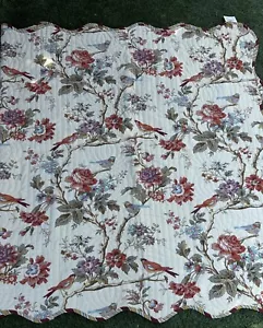 Waverly Charleston Chirp Daybed Quilt 3 Shams Scallop Edge Stripe Bird Papaya - Picture 1 of 7