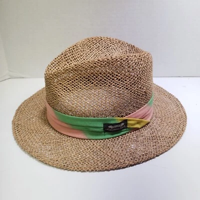 Vintage Original Panama Jack Tie Dye Band Woven Straw Hat Size Large USA Made - Image 1 of 4