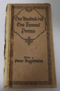 Antique BOOK One Hundred and One Famous Poems with a Prose Supplement 1929 - Picture 1 of 6