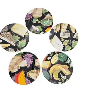 Platos de almuerzo ensalada gráfico fruta queso porcelana Email De Limoges - Juego de 5 - Imagen 1 de 22