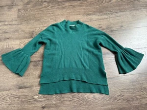 Girls Big Kids GB GIRLS ruffle bell sleeve green sweater high low size S - Picture 1 of 8