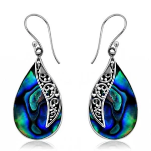 925 Sterling Silver Abalone Shell Drop Dangle Earrings Jewelry Gift for Women - Picture 1 of 6
