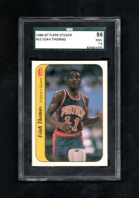 1986 Fleer Isiah Thomas Sticker RC #10 ~ Pistons ~ High Grade SGC 7.5 & Centered - Image 1 of 2