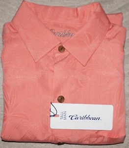 Roundtree Yorke karibisches kurzärmliges Camp-Shirt TALL LT pfirsichfarben neu mit Etikett (RYC391) - Bild 1 von 6