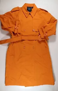 ADIDAS BLUE VERSION SLEEK LOOSE FIT LONG TRENCH COAT - ORANGE HN3336 - WOMEN S - Picture 1 of 23
