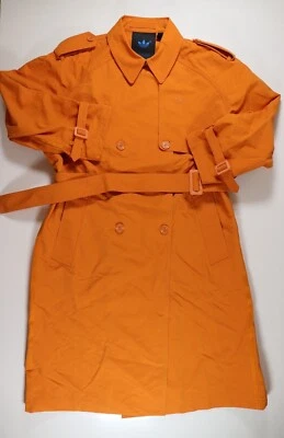 ADIDAS BLUE VERSION SLEEK LOOSE FIT LONG TRENCH COAT - ORANGE HN3336 - WOMEN S - Image 1 of 4