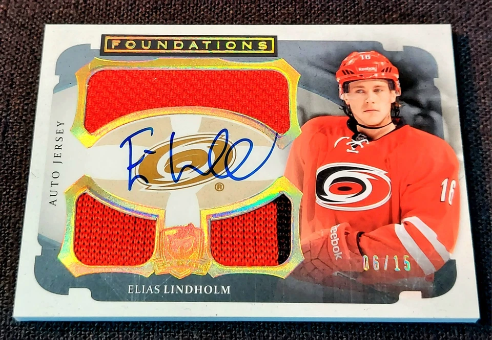 2013-14 UD The Cup Foundations /15 Rookie Patch Auto Elias Lindholm RC #CF-EL - Image 1 of 2