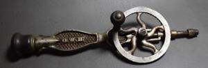 Antique O.W.B. Mini Hand Crank Eggbeater Drill - O.W. Bullock - 1800's