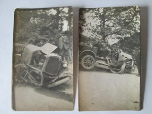 Crashed car photo x 2. Vintage photo. vintage motor car photograph - Picture 1 of 2