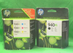 Set 4 HP 940XL Black Cyan Magenta Yellow Ink Genuine Original Date 2015 - Picture 1 of 1