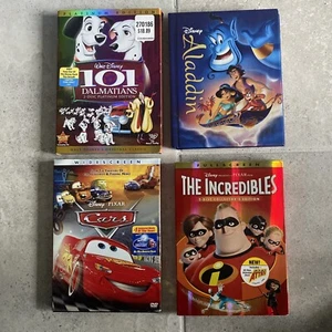 Disney Aladdin Diamond Ed. Book/Blu-ray/DVD, Incredibles 2 Disc, Cars, Dalmatian - Picture 1 of 5