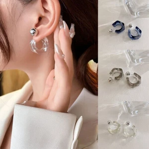 Acrylic Geometric Women Hoop Earrings C-shaped Trends Hanging Earrings New Clear - Picture 1 of 14