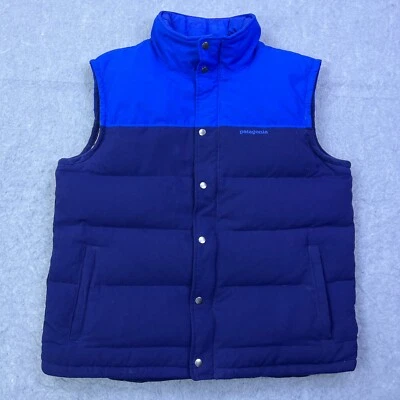 Patagonia Bivy 鹅绒背心男式大号蓝色全拉链 Puffer 600-Fill 27585 — 第 1/4 张图片