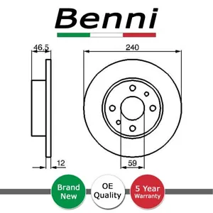 Disco de freno delantero Benni compatible con Fiat Panda 1991-2003 Uno 1983-2006 Fiorino 1988-2001 - Imagen 1 de 4