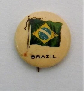 Antique Sweet Caporal Cigarettes Premium Flag Of Brazil Pinback Button - Picture 1 of 2