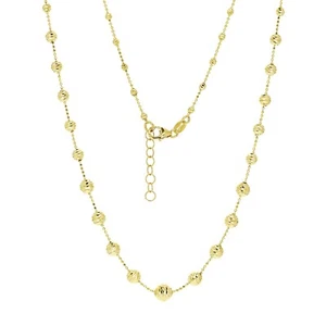 Italian 14k Yellow Gold Diamond Cut Graduated Ball Bead Necklace 18" 4.6 grams - Picture 1 of 4
