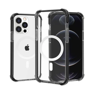 For Apple iPhone 12 Pro Max 6.7 Magnetic Circle CD Pattern Rugged Black - Picture 1 of 5