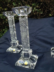 BOHEMIA REINA ENCAJE CORTE A MANO 24% PLOMO CRISTAL CANDELABRO 8" NUEVO EN CAJA - Imagen 1 de 8