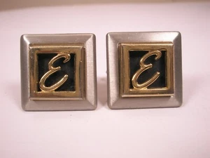 E Monogram Initial Letter Vintage SWANK Cuff Links edward eli enoch errol erin - Picture 1 of 8
