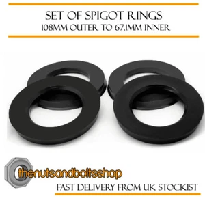 Spigot Rings (4) 108 to 67.1 Spacers Hub For Hyundai ix55 (Veracruz) 07-12 - Picture 1 of 1