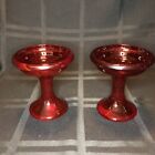 Ruby Red Swirl Colonial Candle, Glass Pilar Candle Holder