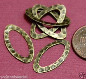 10 pcs of Antiqued Brass hammered oval link 12x22mm - Picture 1 of 3