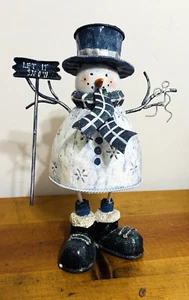 Portavelas Metal Holiday Snowman Tea Lite 11” x 7” - Imagen 1 de 8