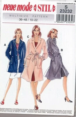 Neue Mode Stil 23232 Coat Pattern 3 Styles Misses and Plus Size 10 to 22 New - Image 1 of 2
