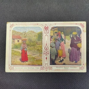 RARA cartolina viaggi mondiali anni '20 circa SANTIAGO CUBA PAESAGGI + MERCATO DELLO SHOPPING - Foto 1 di 12