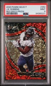 JK Dobbins Red Disco Prizm Field Level Rookie PSA 9 SSP /49 RC Chargers G10 - Bild 1 von 2